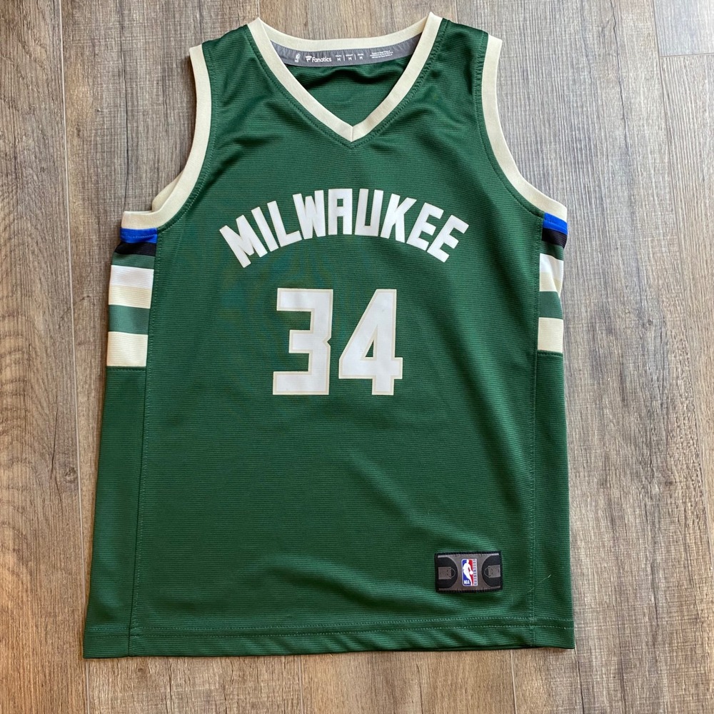 Fanatics Milwaukee Bucks‎ Giannis Antetokounmpo 34 Jersey Youth Medium Green NBA